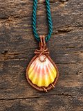 Antique Brass Wrapped Sunrise Shell Pendant